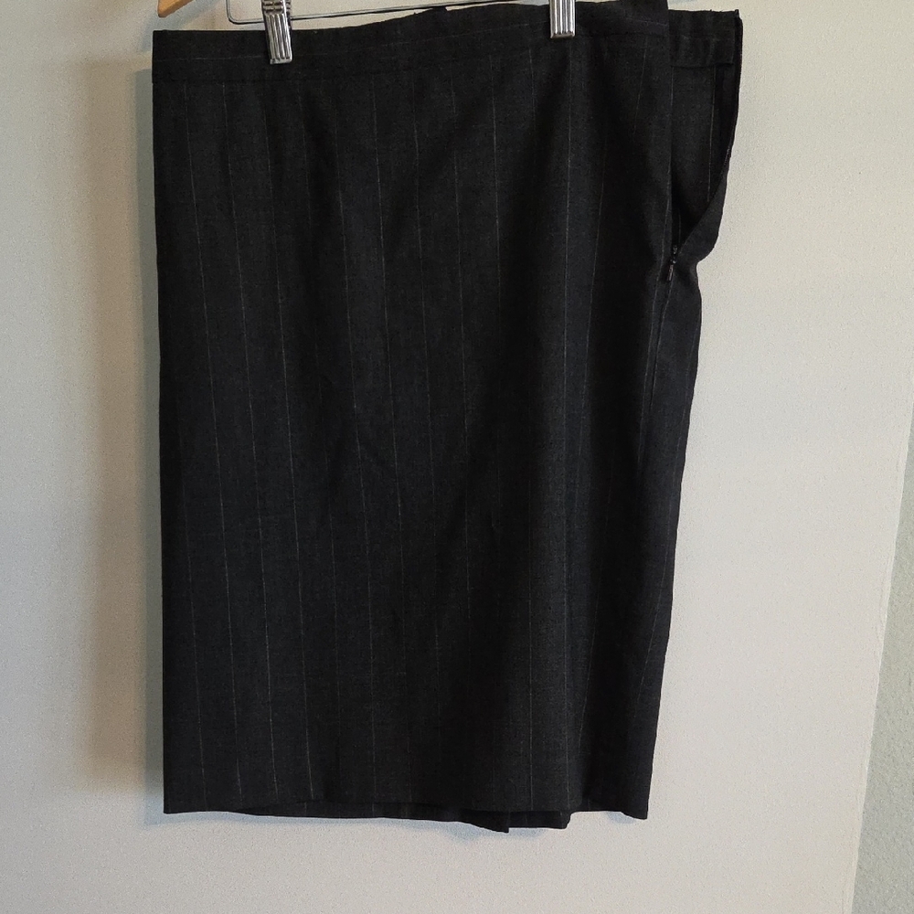 Theory Black Pinstripe Pencil Skirt